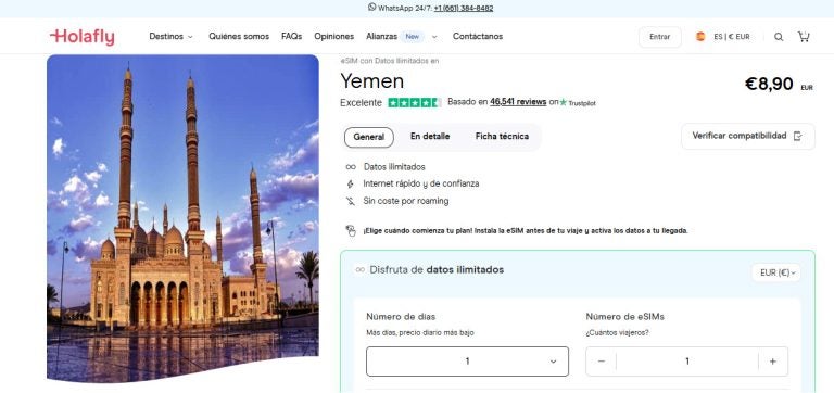 SIM virtual para Yemen en la tienda online de Holafly