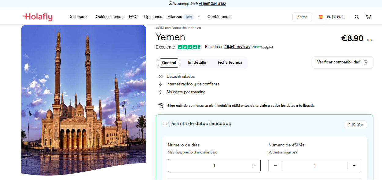 SIM virtual para Yemen en la tienda online de Holafly