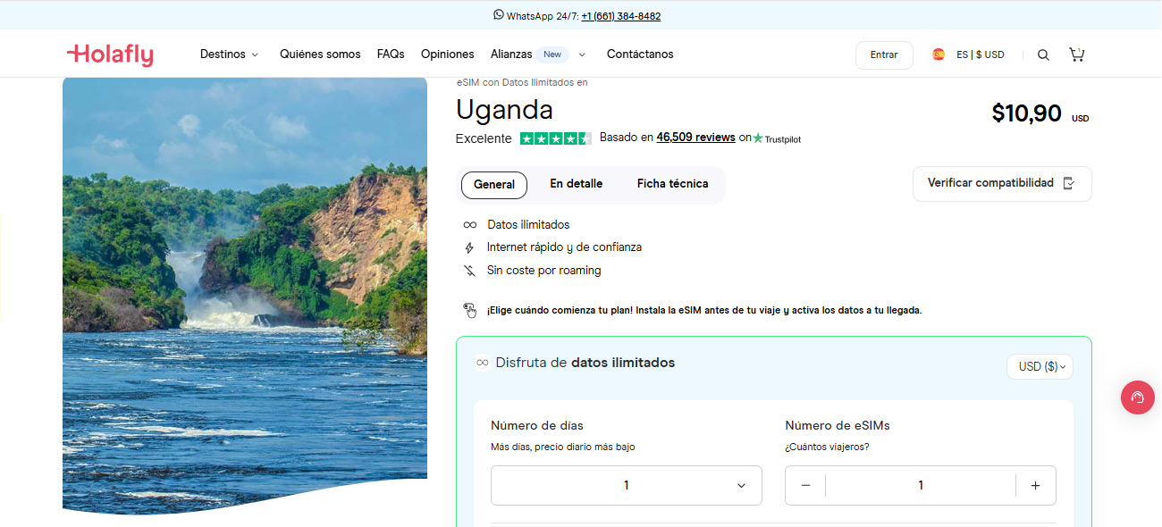 SIM Virtual Uganda en la tienda online de Holafly