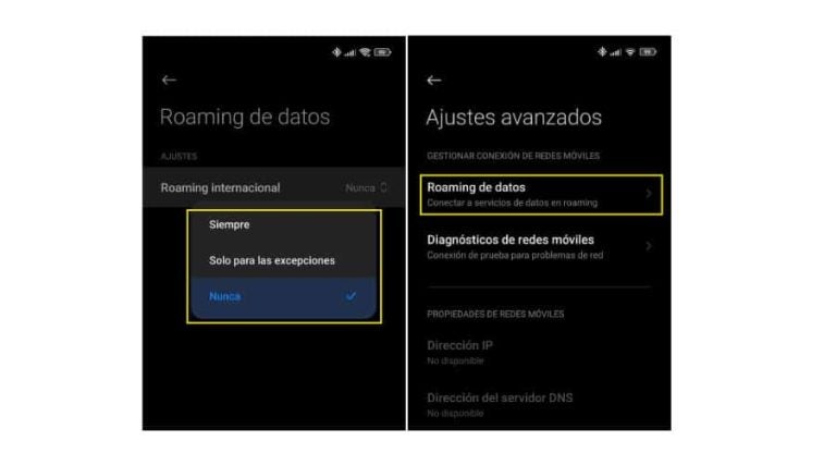 El roaming te permite tener datos móviles mientras viajas, pero debe estar activo