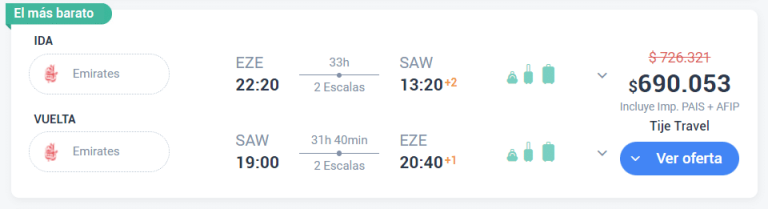Consulta tarifa tiquetes aéreos desde Argentina a Estambul en marzo