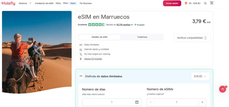 eSIM para Marruecos en la tienda de Holafly