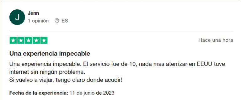 Opinión de Jenn sobre la eSIM de Holafly en Trustpilot 2023
