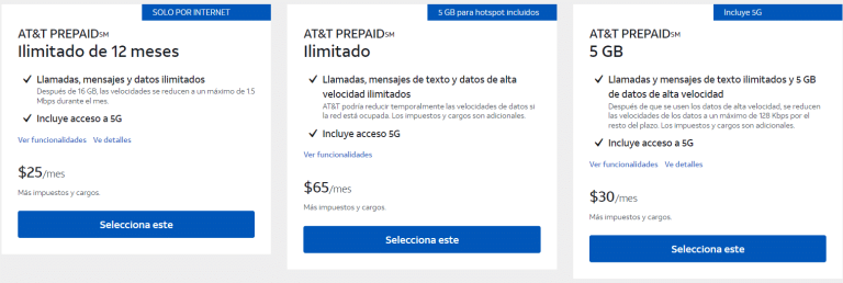Planes prepago más populares de AT&T EE. UU. 