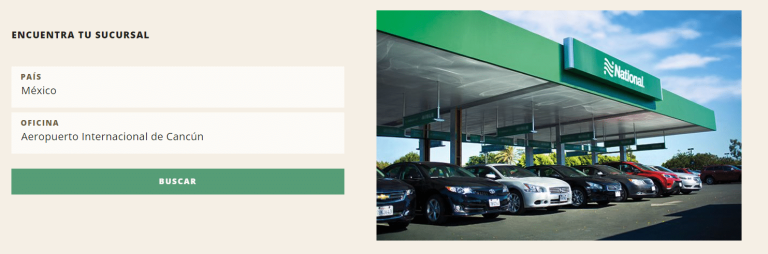 Buscador de sucursales National Rent Car
