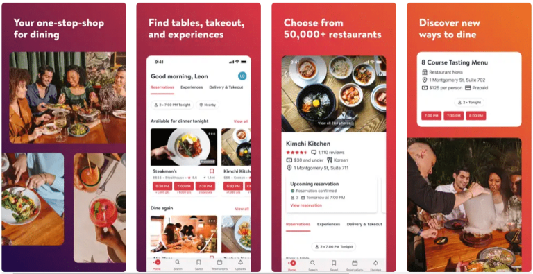 OpenTable para ordenar comida a domicilio en Japón