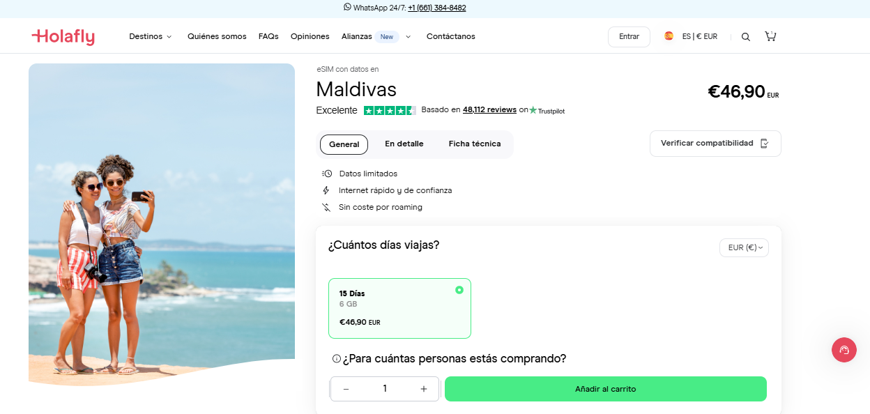 Tarjeta SIM virtual para Maldivas en la tienda online de Holafly