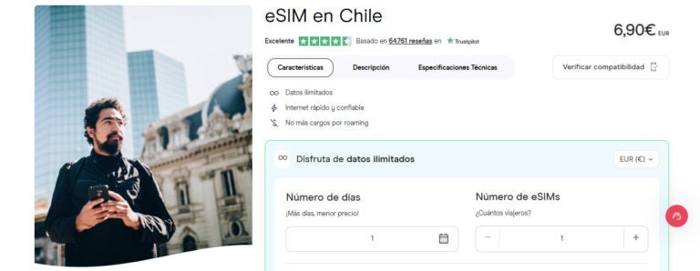 eSIM para Chile en la tienda virtual de Holafly
