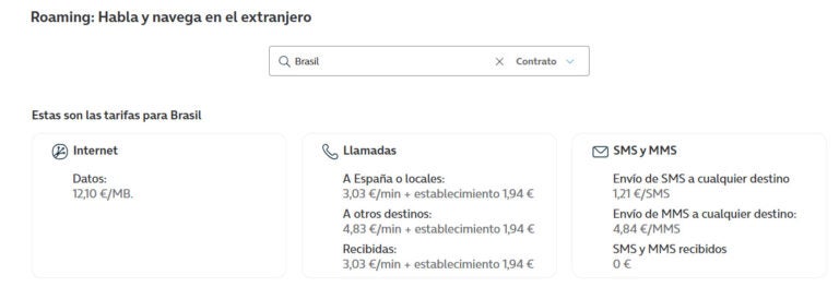 Tarifas de roaming para tener Internet en Brasil con Movistar España