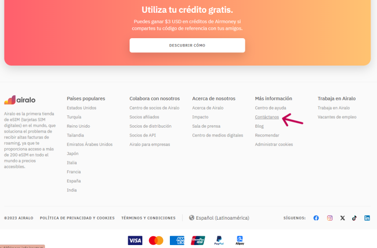 Contactar Airalo