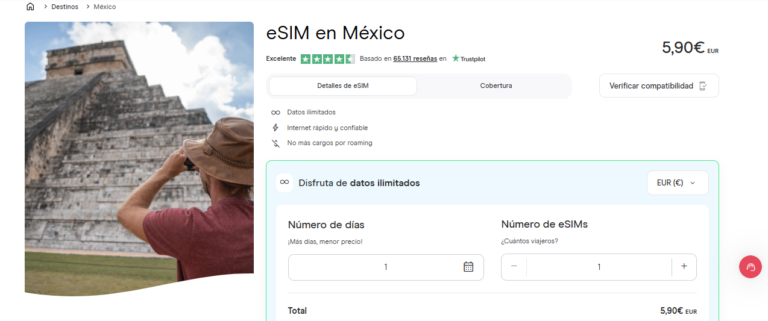 eSIM para México en la tienda virtual de Holafly