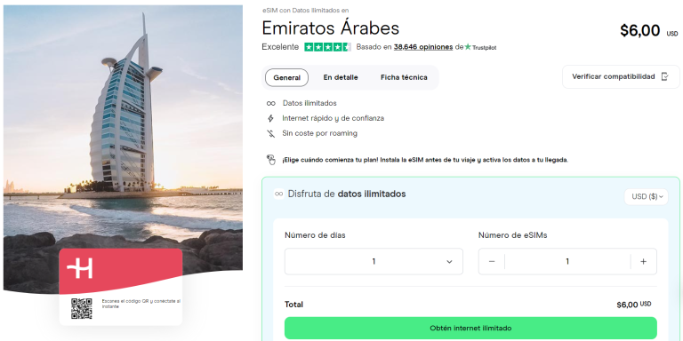eSIM Emiratos Arabes
