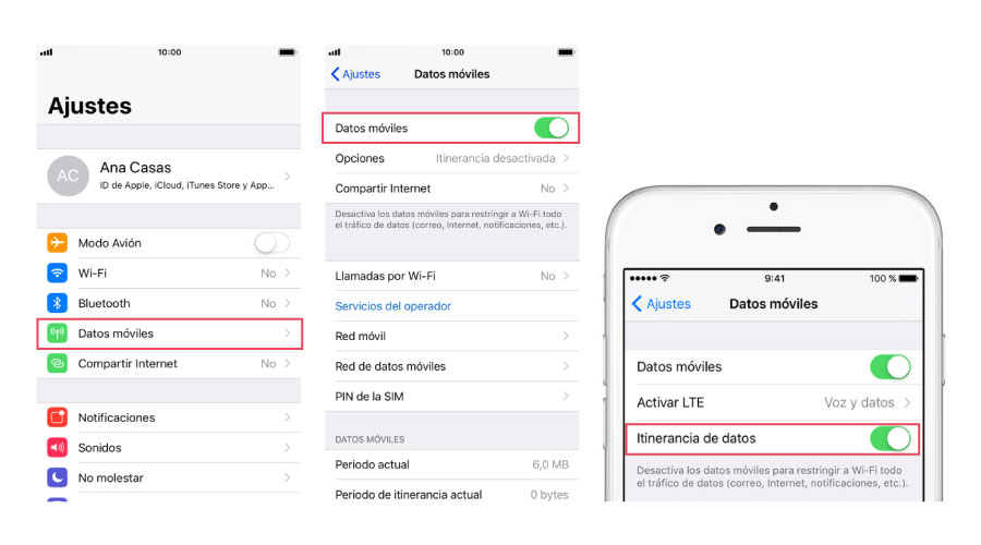 Activar roaming o itinerancia de datos en iPhone