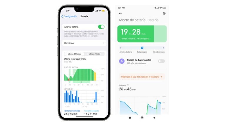 Función Ahorro de batería en Android y iPhone