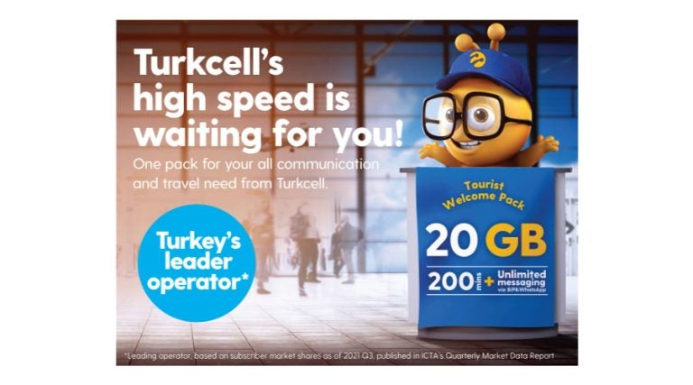 Paquete de bienvenida de Turkcell para turistas.