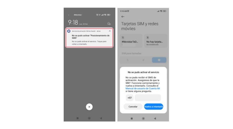 Mensaje error de posicionamiento SMS en Xiaomi