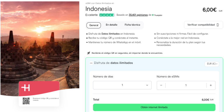 Datos ilimitados Indonesia