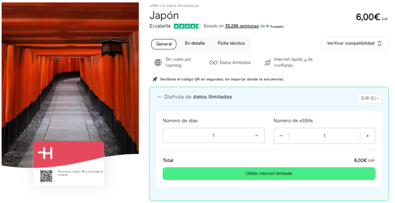 Datos ilimitados Japón
