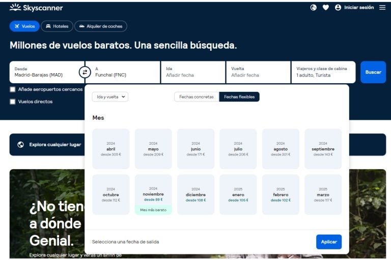Guia para conseguir vuelos baratos con Skyscanner