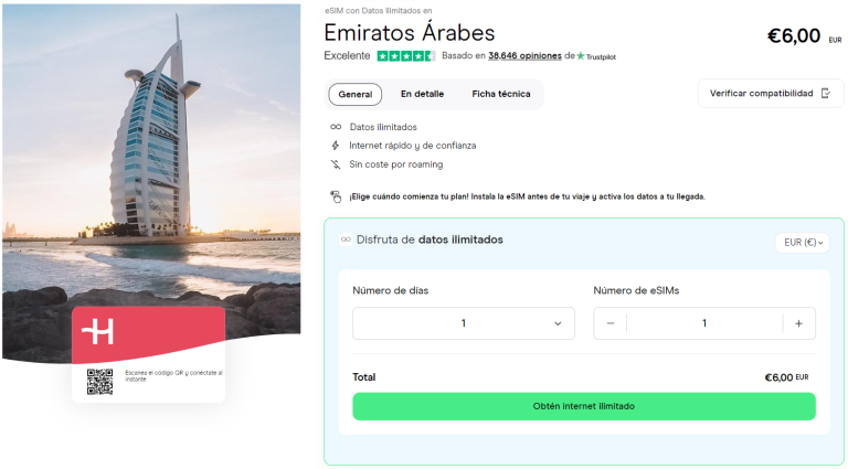 eSIM Emiratos Arabes