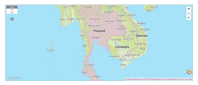 Red móvil de TrueMove H en Tailandia