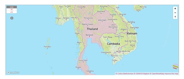 Cobertura red móvil de AIS en Tailandia