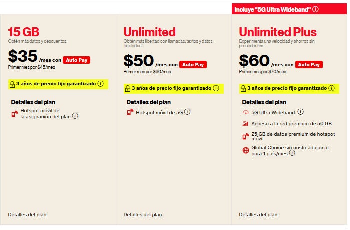 Planes prepago Verizon