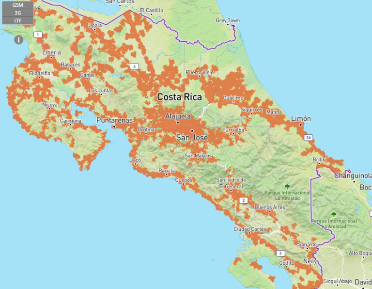 Mapa de Cobertura Liberty Costa Rica