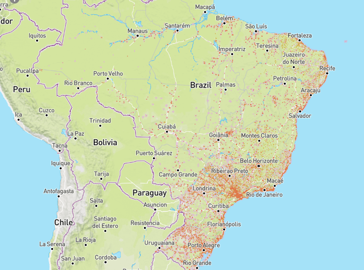Mapa de cobertura móvil Vivo Brasil