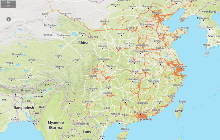 Cobertura red móvil China Unicom