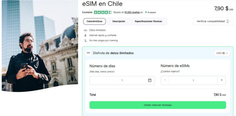 Chip para Chile en la tienda virtual de Holafly
