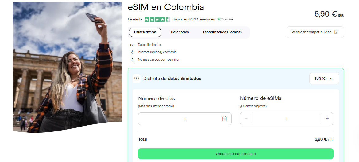 Chip para Colombia de Holafly