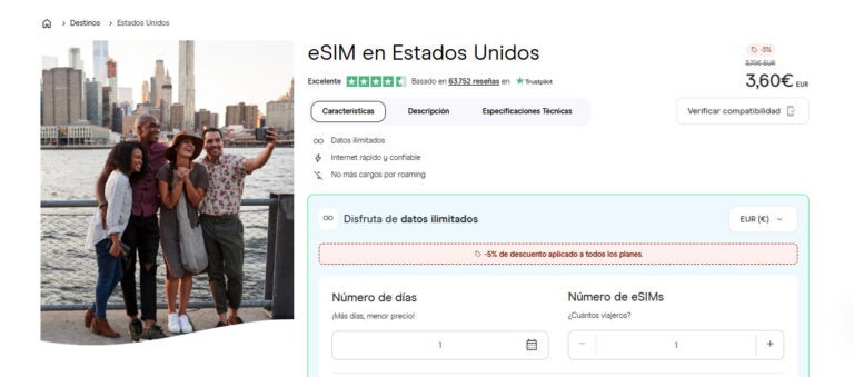 eSIM para Estados Unidos de Holafly