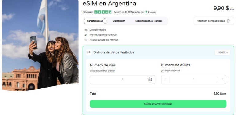 Chip para Argentina en la tienda virtual de Holafly