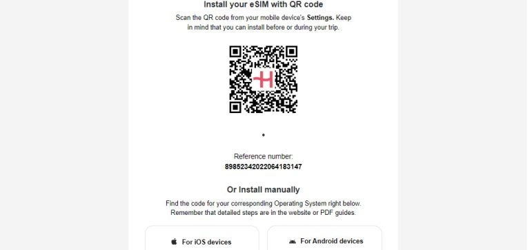 Código QR para instalar la eSIM para Estados Unidos