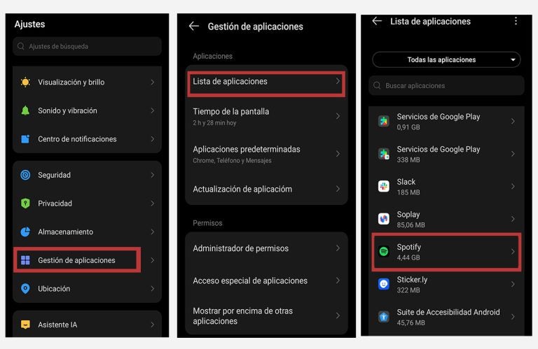 Ver cuántos datos gasta Spotify