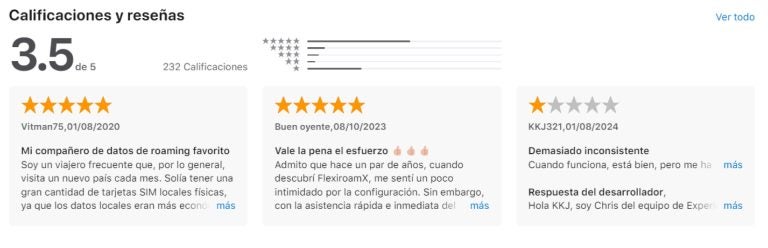 Reseñas y calificaciones de FlexiRoam en Apple store