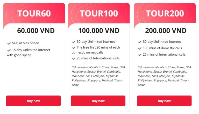 Planes prepago para turistas en Vietnam con Vittel