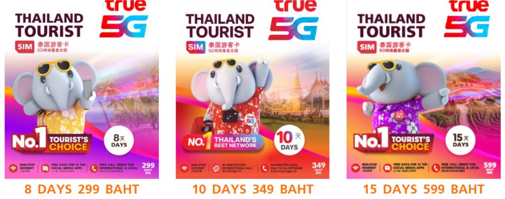 Planes prepago de TrueMove para turistas en Tailandia 