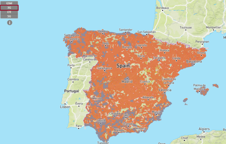Mapa de cobertura de Orange en España