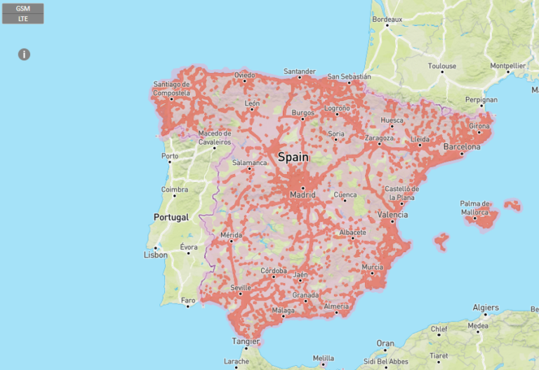 Mapa de cobertura de Vodafone en España