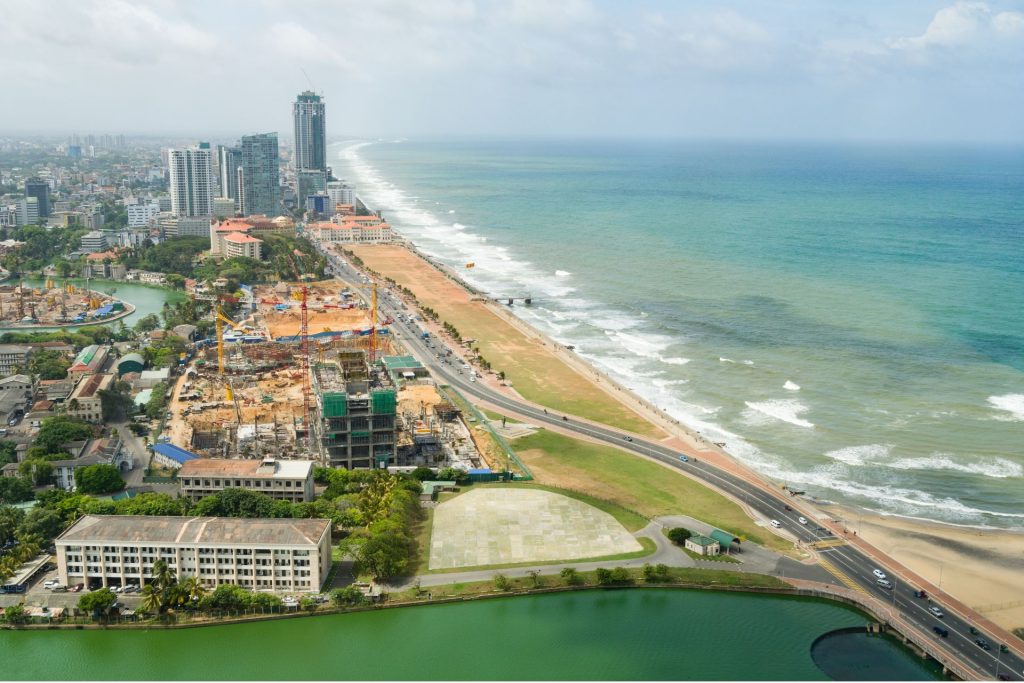 Vista aérea de Colombo y Galle Face Green