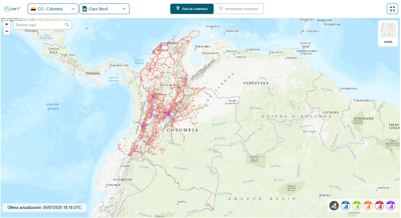 Mapa de cobertura de Claro en Colombia