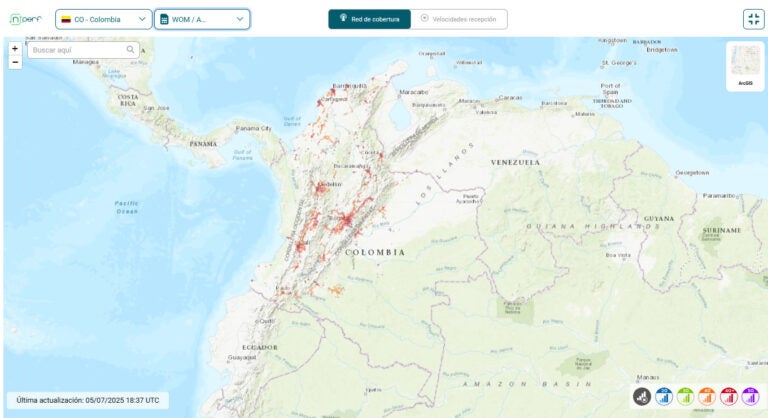 Mapa de cobertura de WOM en Colombia