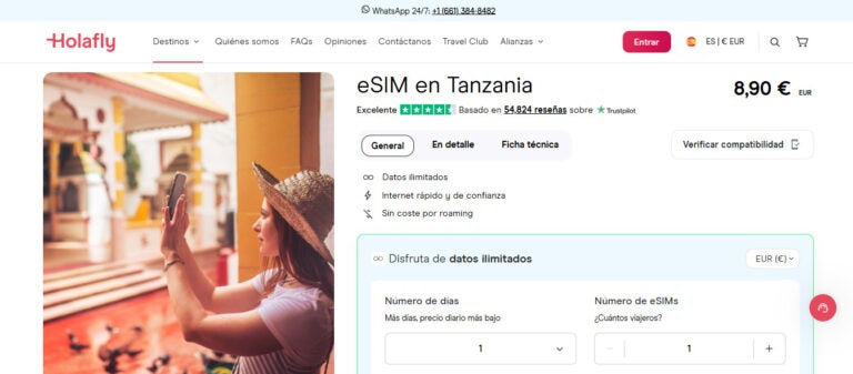 Compra tu SIM virtual para Tanzania en la tienda virtual de Holafly.
