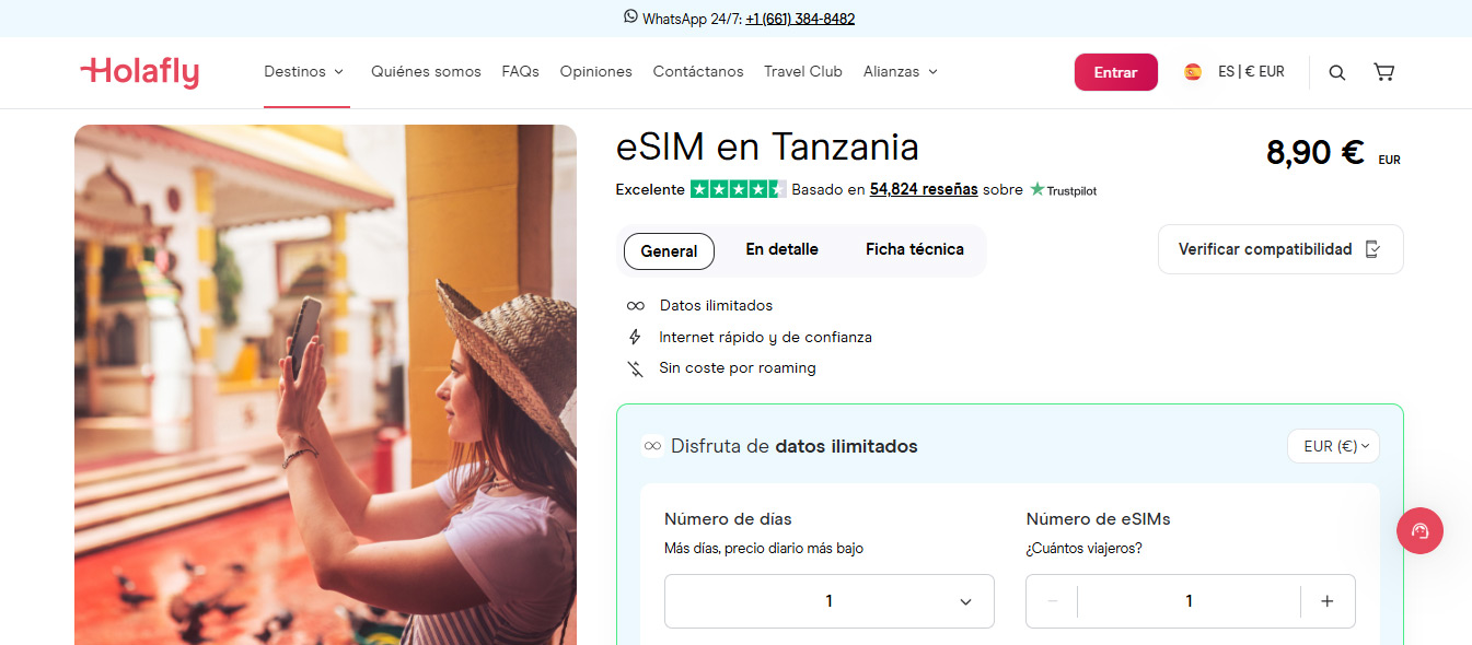 Compra tu SIM virtual para Tanzania en la tienda virtual de Holafly.