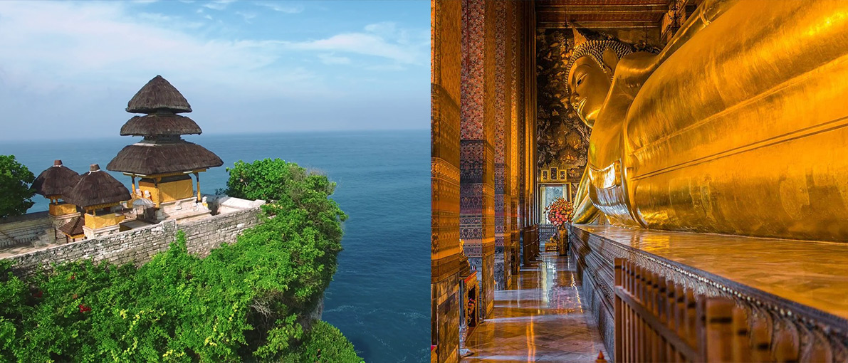 Templo Uluwatu en Bali vs. Templo Wat Pho en Tailandia