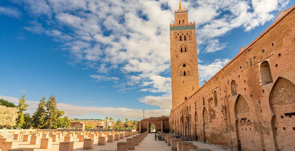 Vista de la mezquita de Koutoubia ubicada en Marrakech