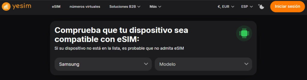 Módulo para consultar la compatibilidad de los dispositivos móvil con eSIM