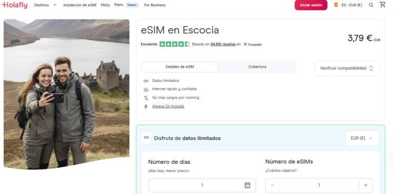 eSIM para Escocia en la tienda de Holafly
